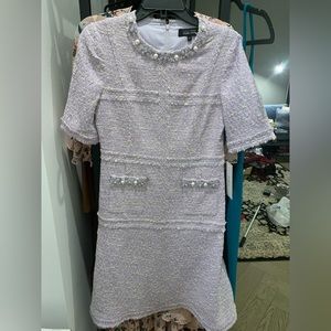 teri jon lilac tweed dress